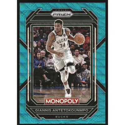 2022-23 Panini Prizm Monopoly Teal Wave #49 Giannis Antetokounmpo