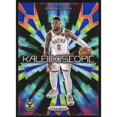 2023-24 Panini Prizm Kaleidoscopic Prizms Blue Wave #10 Damian Lillard