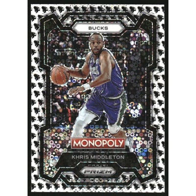 2023-24 Panini Prizm Monopoly Monopoly Man Black and White #50 Khris Middleton