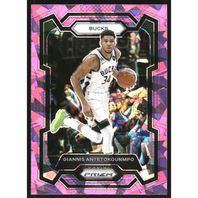 2023-24 Panini Prizm Prizms Pink Ice #103 Giannis Antetokounmpo