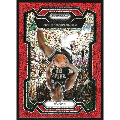 2023-24 Panini Prizm Prizms Red Sparkle #60 Khris Middleton