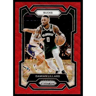 2023-24 Panini Prizm Prizms Ruby Wave #35 Damian Lillard
