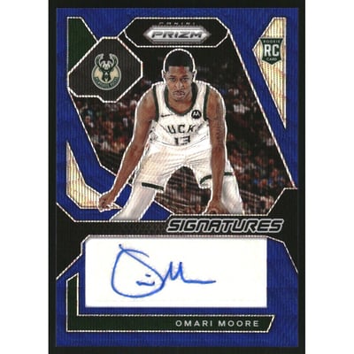 2023-24 Panini Prizm Rookie Signatures Prizms Blue Wave #9 Omari Moore