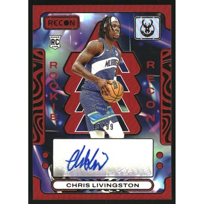 2023-24 Panini Recon Rookie Recon Signatures Red #32 Chris Livingston