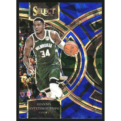 2023-24 Select Prizms Blue Cracked Ice #141 Giannis Antetokounmpo