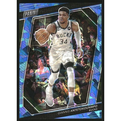 2023 Panini National Convention VIP Gold Packs Blue Sparkle #27 Giannis Antetokounmpo