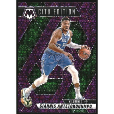 2024-25 Panini Mosaic Mosaic Fast Break Purple #282 Giannis Antetokounmpo/City Edition