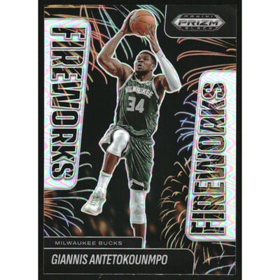 2024-25 Panini Prizm Black Fireworks Prizms Silver #9 Giannis Antetokounmpo