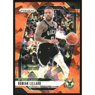 2024-25 Panini Prizm Prizms Orange Ice #90 Damian Lillard