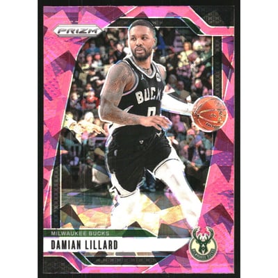 2024-25 Panini Prizm Prizms Pink Ice #90 Damian Lillard