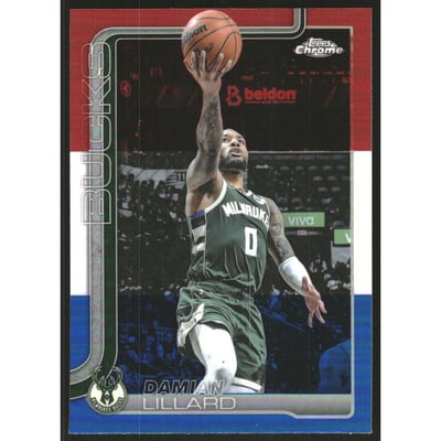 2025-26 Topps Chrome Red White and Blue Refractors #153 Damian Lillard