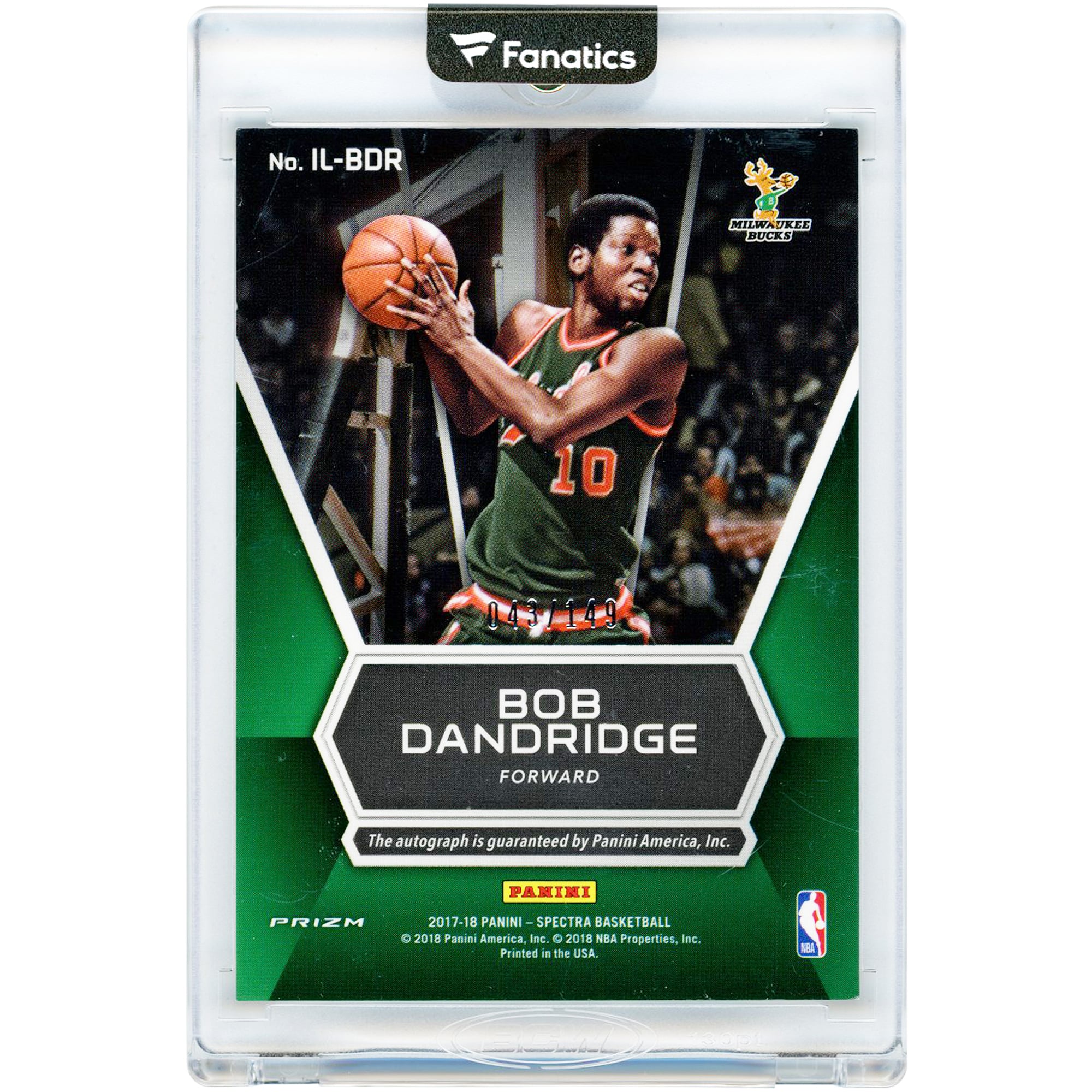 Carte autographiée de Bob Dandridge (Milwaukee Bucks) 2017-18 Panini Spectra Illustrious Legends #IL-BDR #43/149