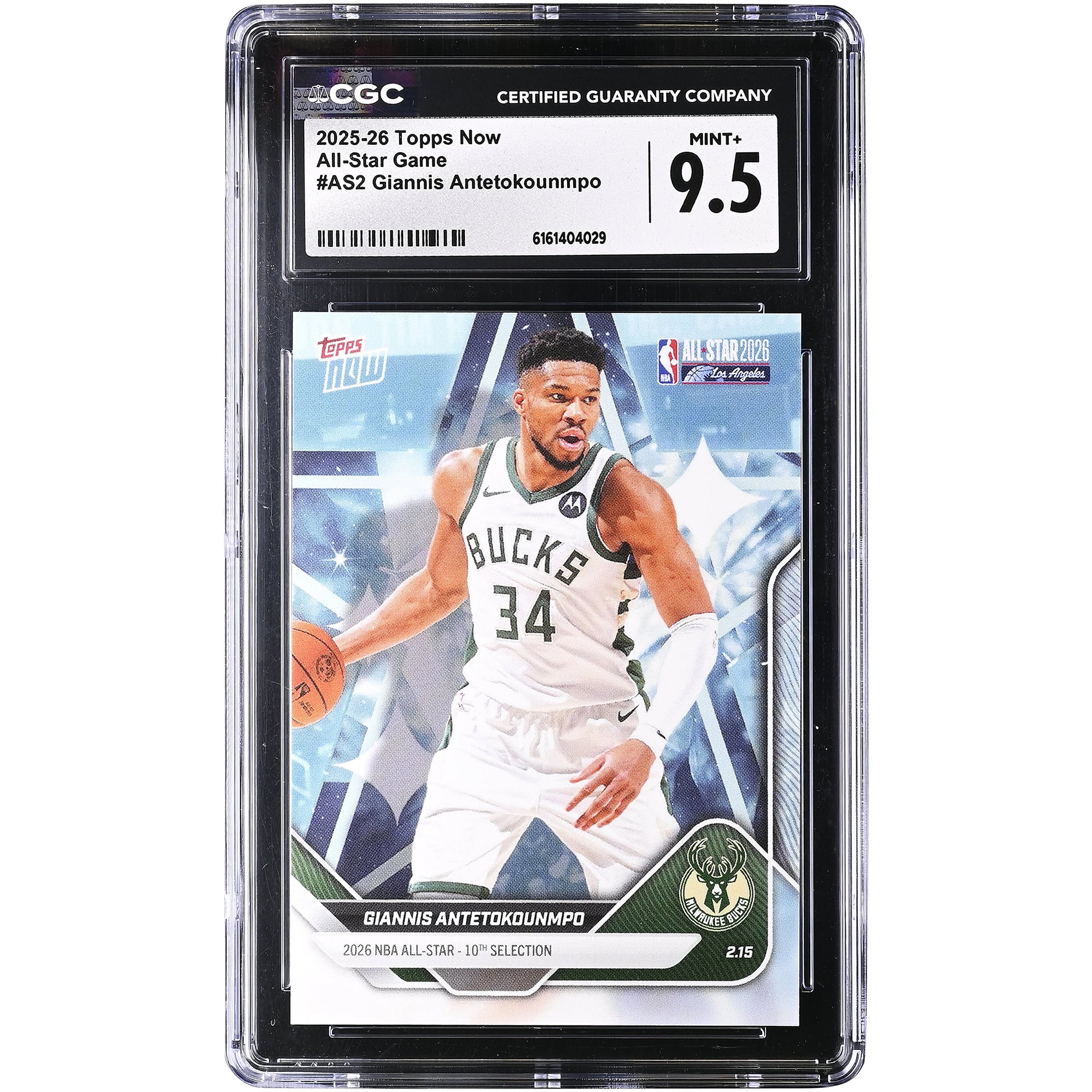 Carte Giannis Antetokounmpo Milwaukee Bucks 2025-26 Topps Now All-Star Game #AS2 authentifiée CGC 9.5