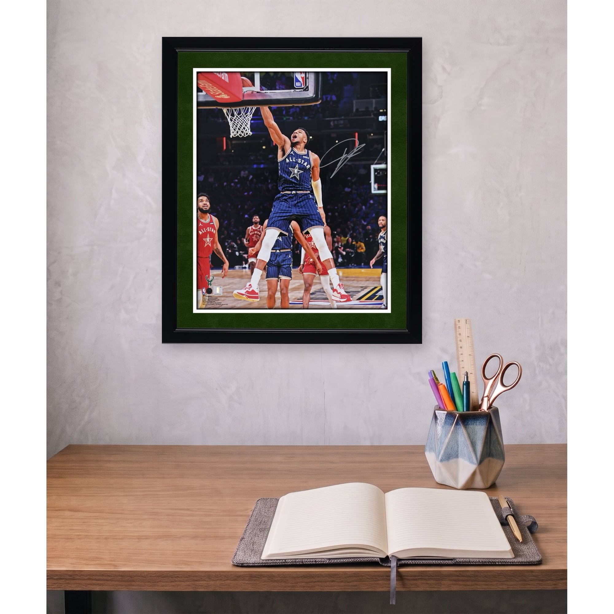 Giannis Antetokounmpo Milwaukee Bucks Autographed 16" x 20" 2024 NBA All-Star Game Dunk Photograph
