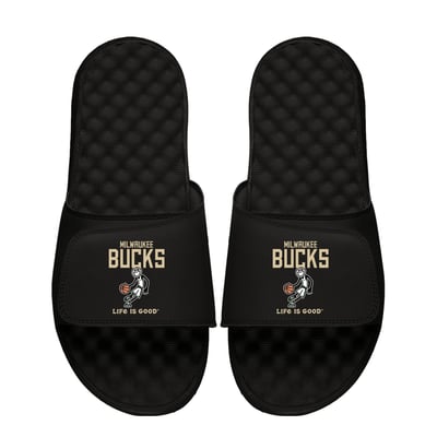  Milwaukee Bucks ISlide Life is Good Slide Sandals - Black