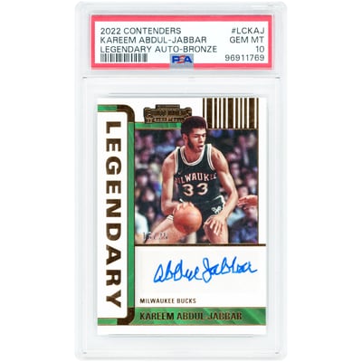 Kareem Abdul-Jabbar Milwaukee Bucks Autographed 2022-23 Panini Contenders Legendary Bronze #LC-KAJ #16/25 PSA Authenticated 10 Card