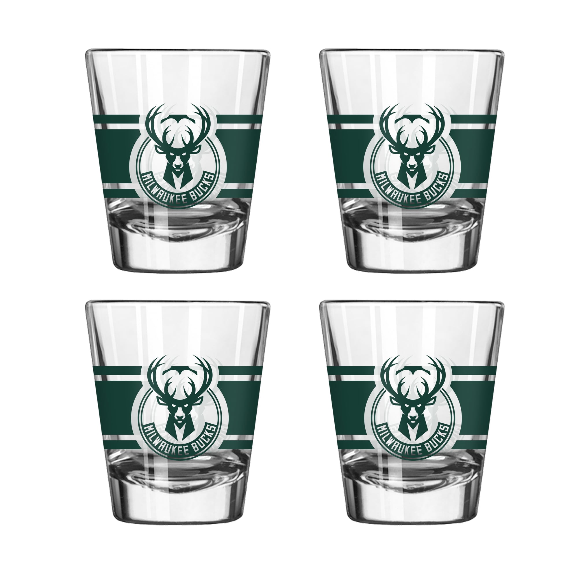 Logo Brands Milwaukee Bucks Four-Piece Stripe Shot Glass Set