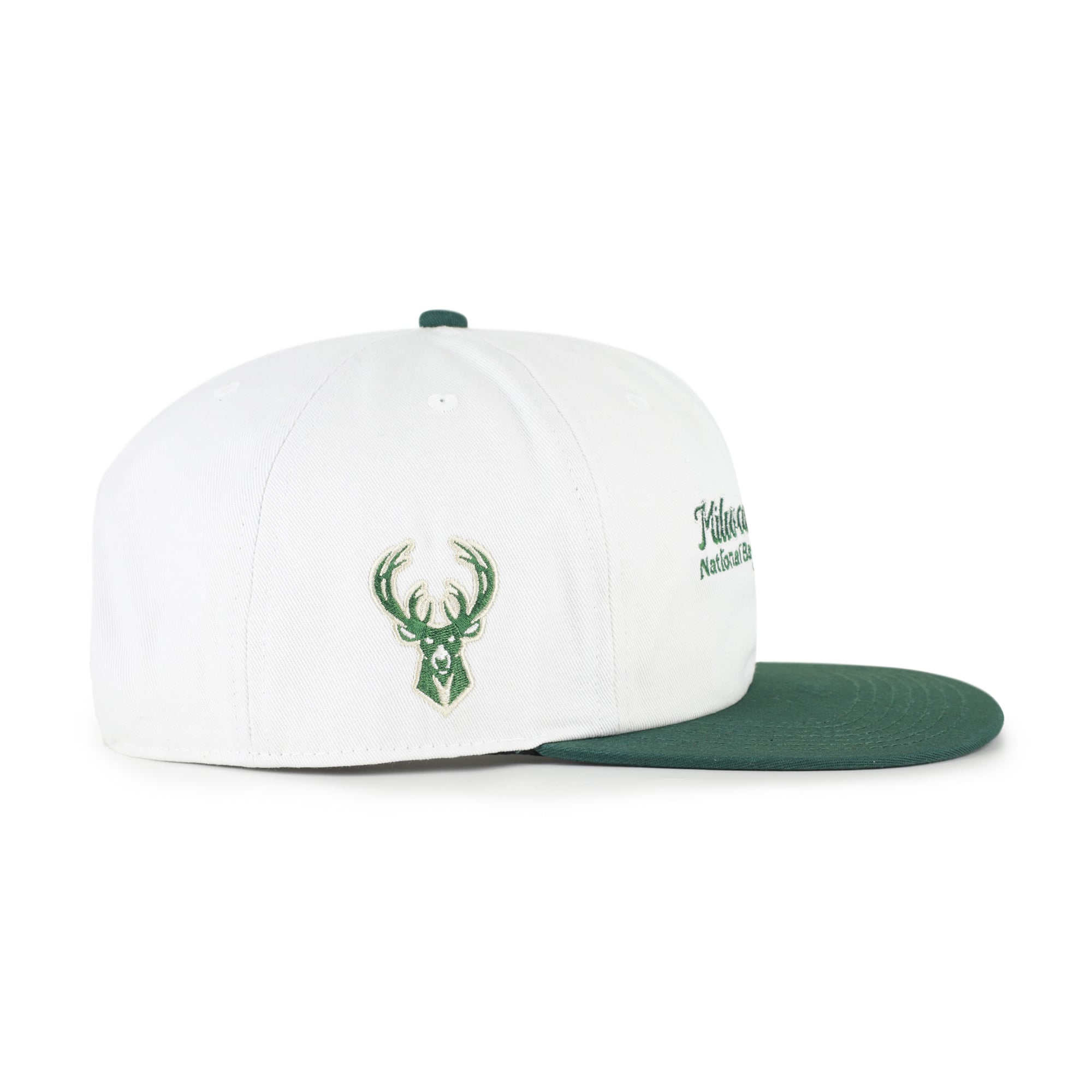 Casquette snapback capitaine Milwaukee Bucks Script Stack crème pour homme