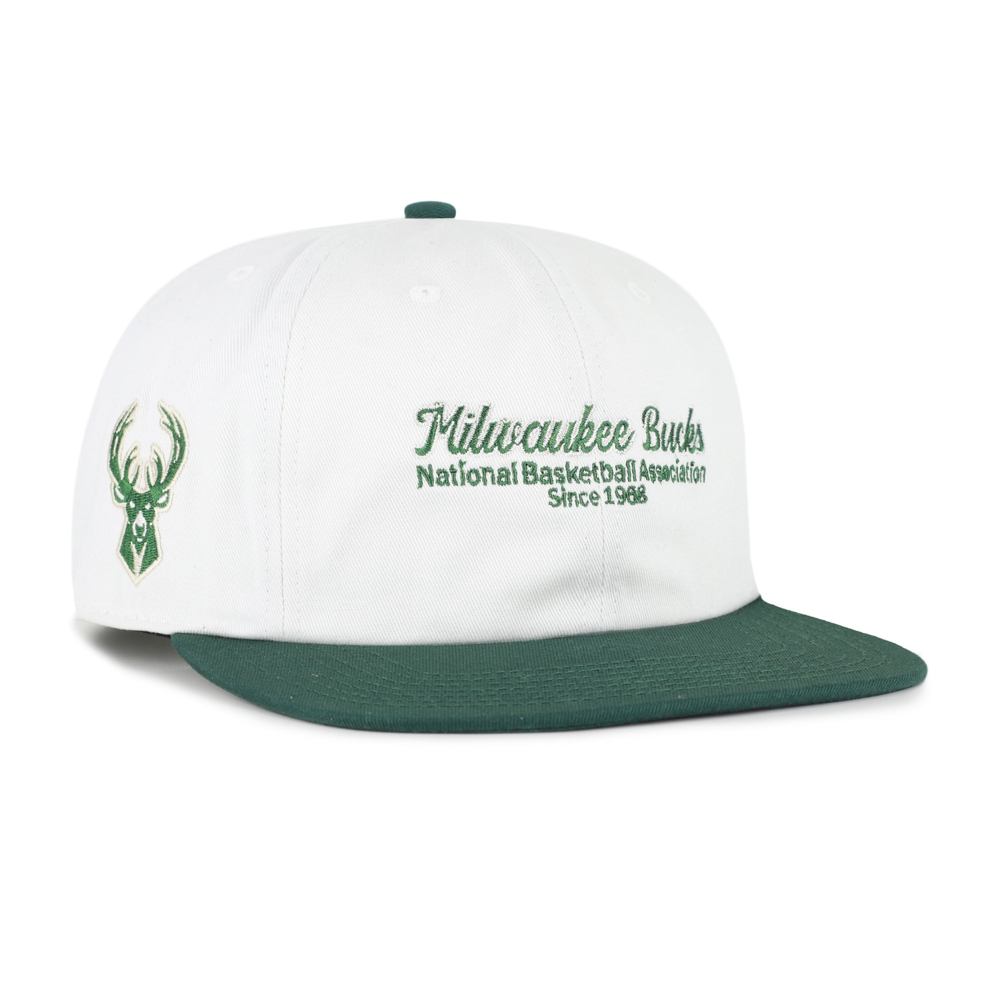 Casquette snapback capitaine Milwaukee Bucks Script Stack crème pour homme