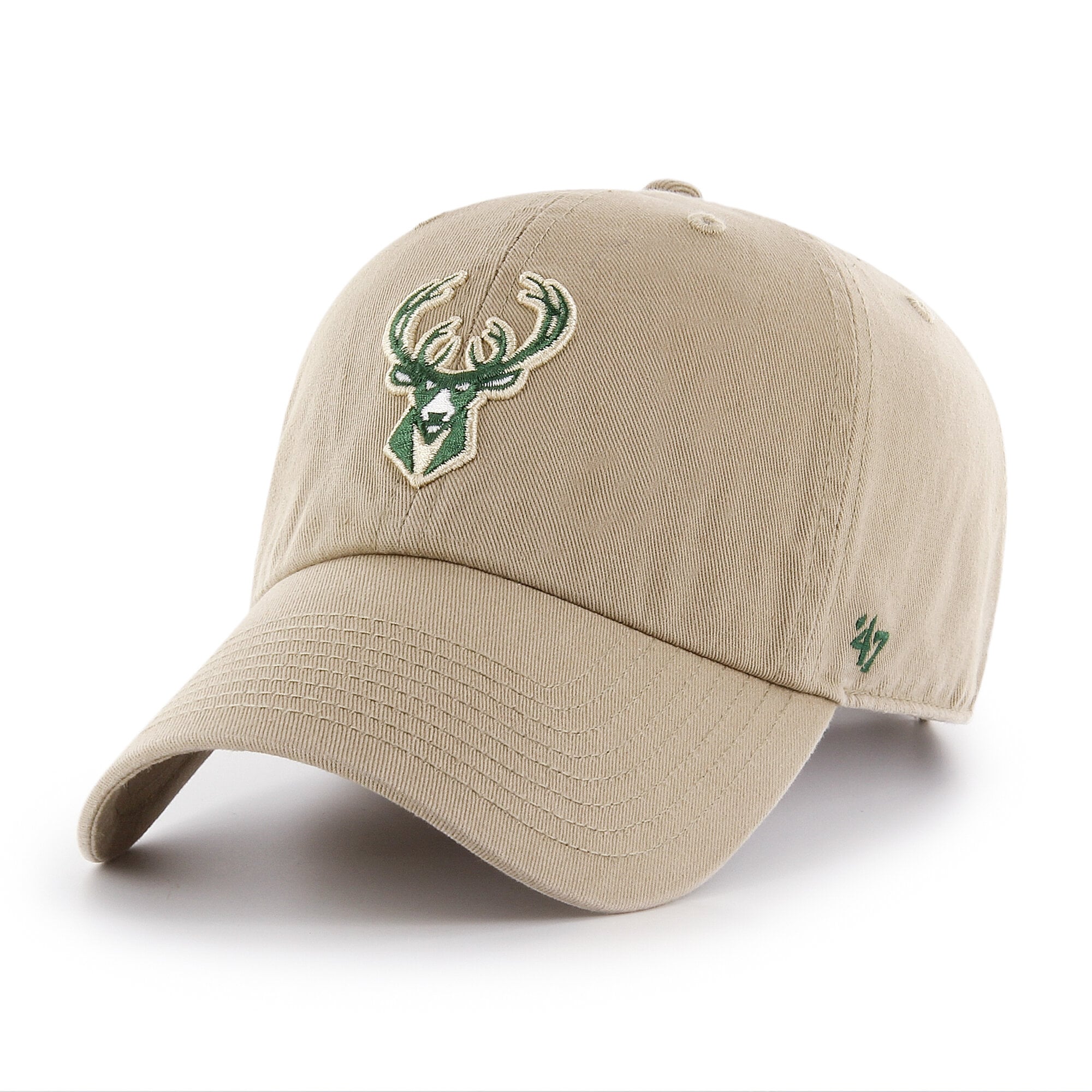 Men's '47 Khaki Milwaukee Bucks Logo Clean Up Adjustable Hat