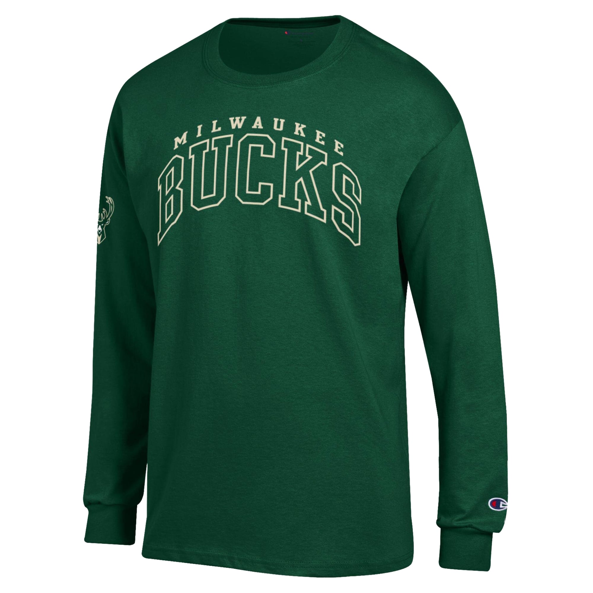 T-shirt à manches longues Champion vert chasseur Milwaukee Bucks pour homme