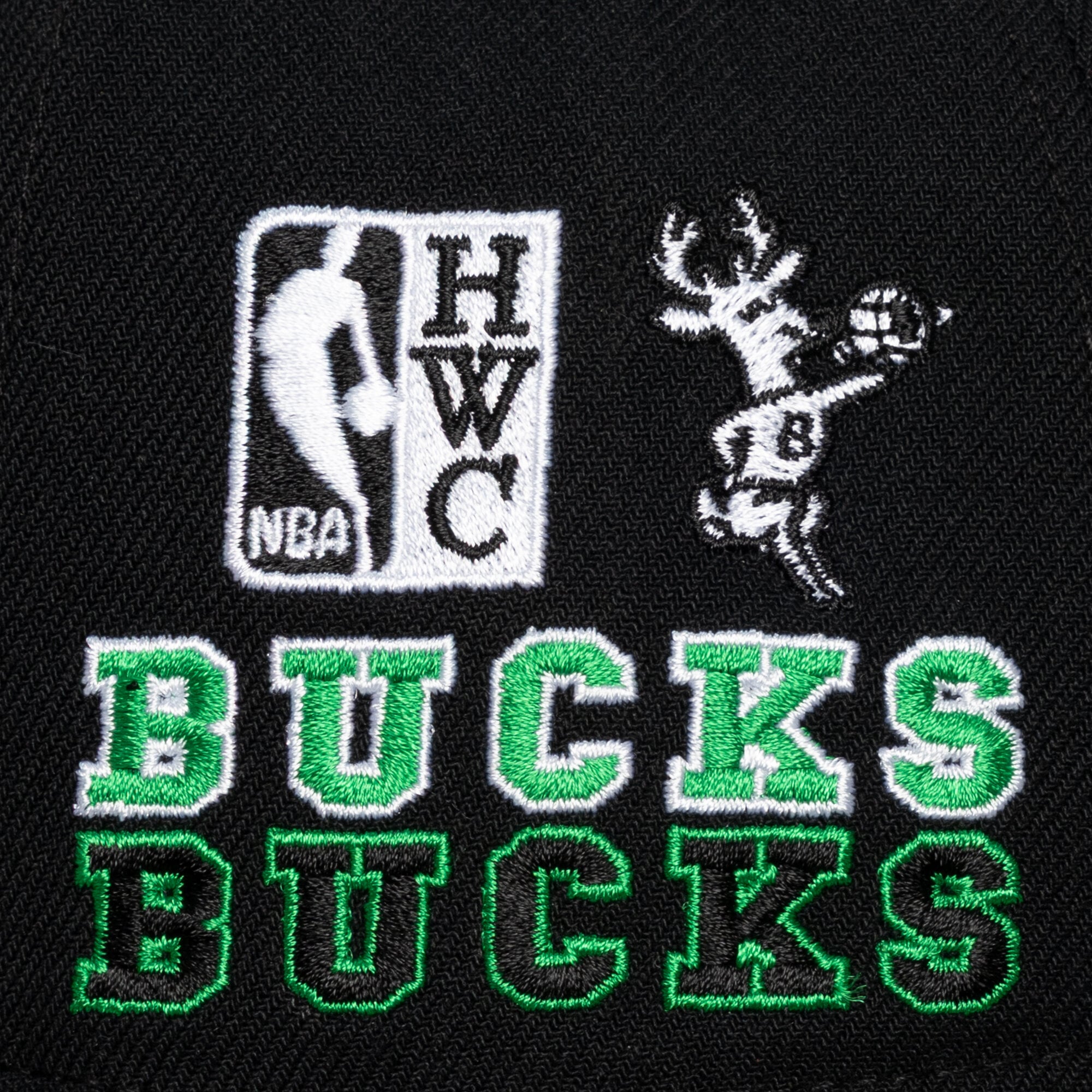 Casquette snapback Mitchell & Ness Triple Check Pro noire Milwaukee Bucks Hardwood Classics pour homme