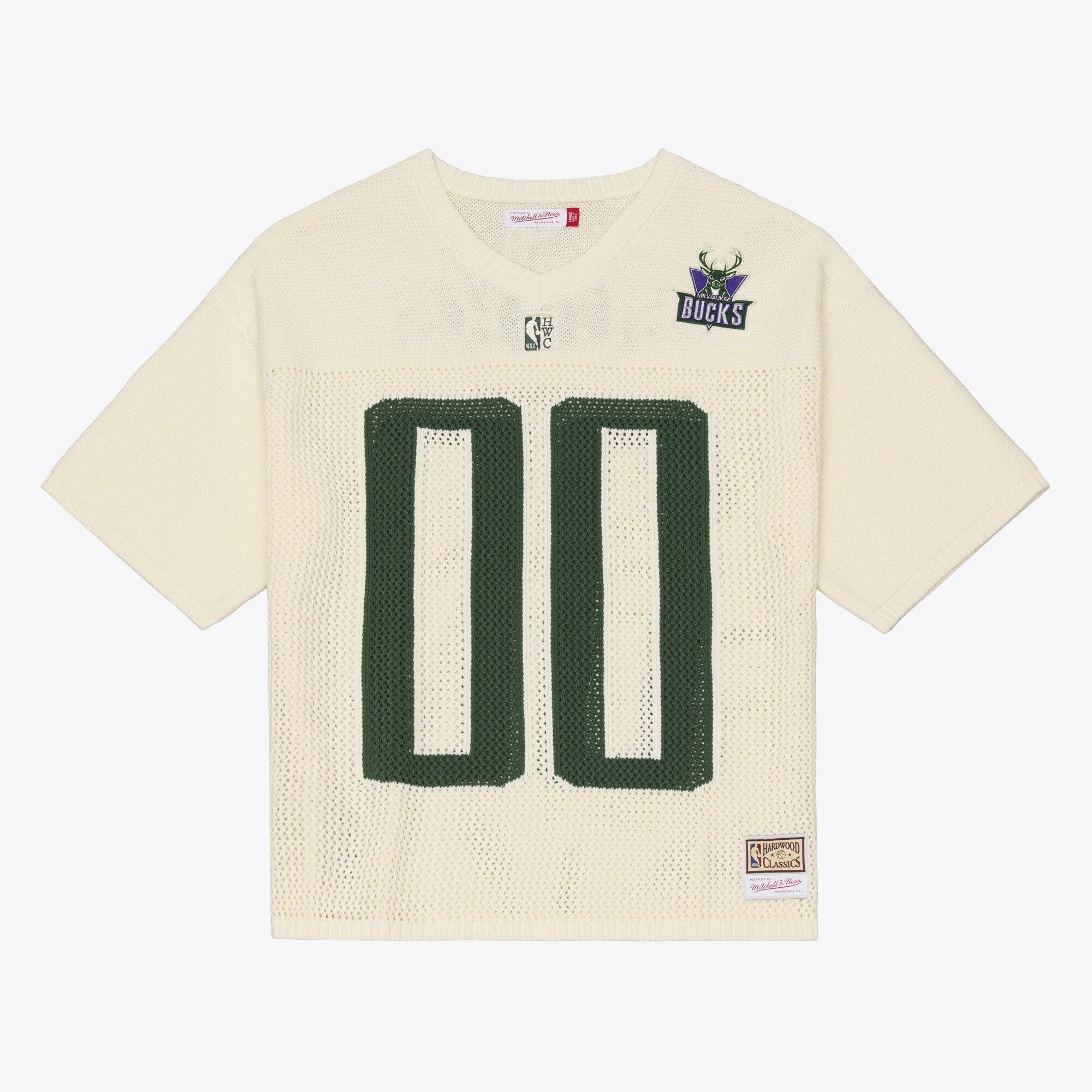 Maillot de basket-ball Mitchell & Ness crème Milwaukee Bucks Hardwood Classics Retro Roots à manches courtes pour homme