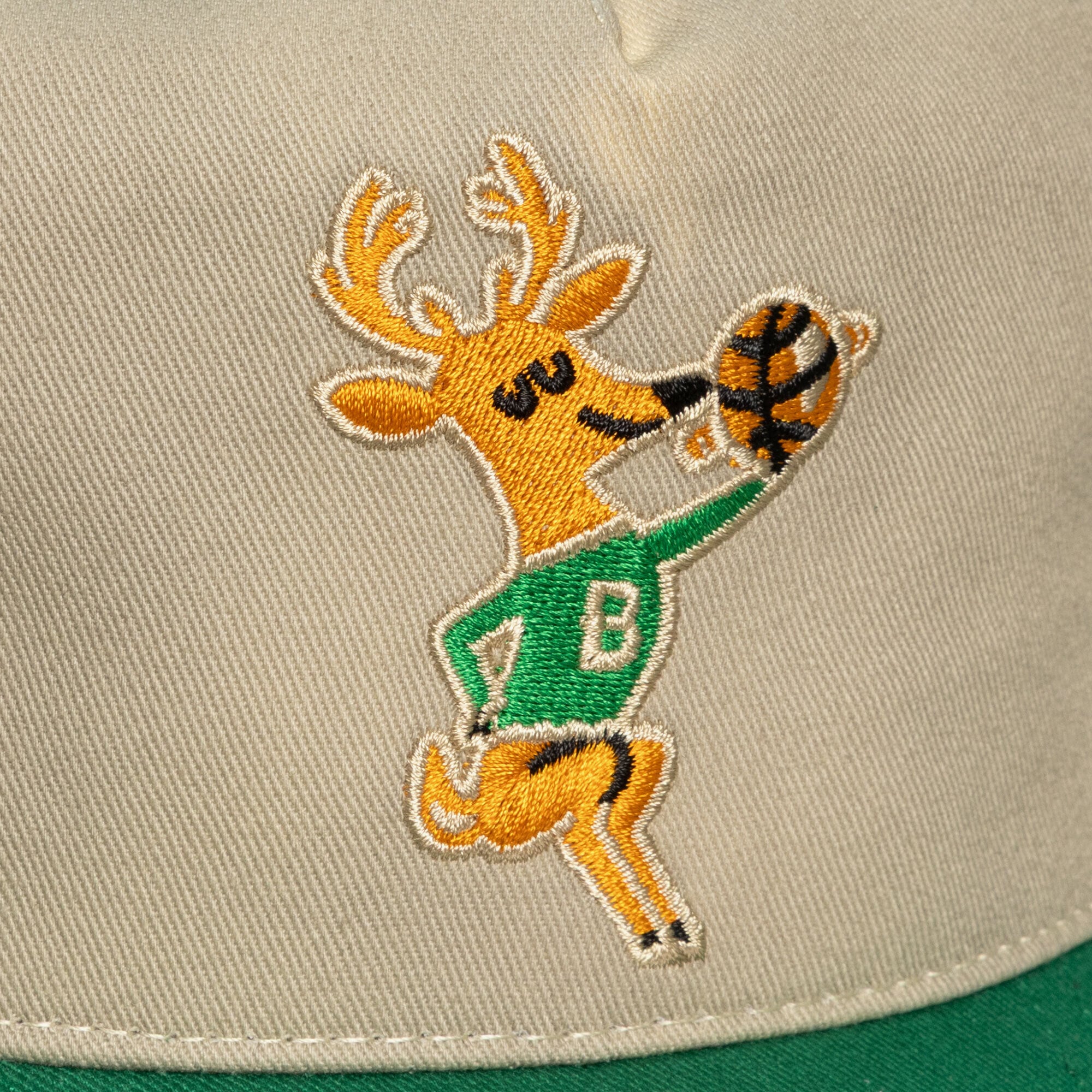 Men's Mitchell & Ness Cream Milwaukee Bucks Hardwood Classics Retro Roots Snapback Hat