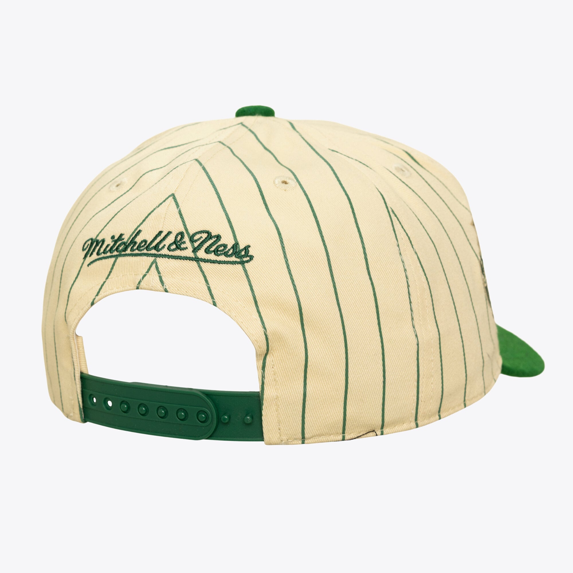 Men's Mitchell & Ness Cream Milwaukee Bucks Hardwood Classics Retro Roots Stripe Pro Adjustable Hat