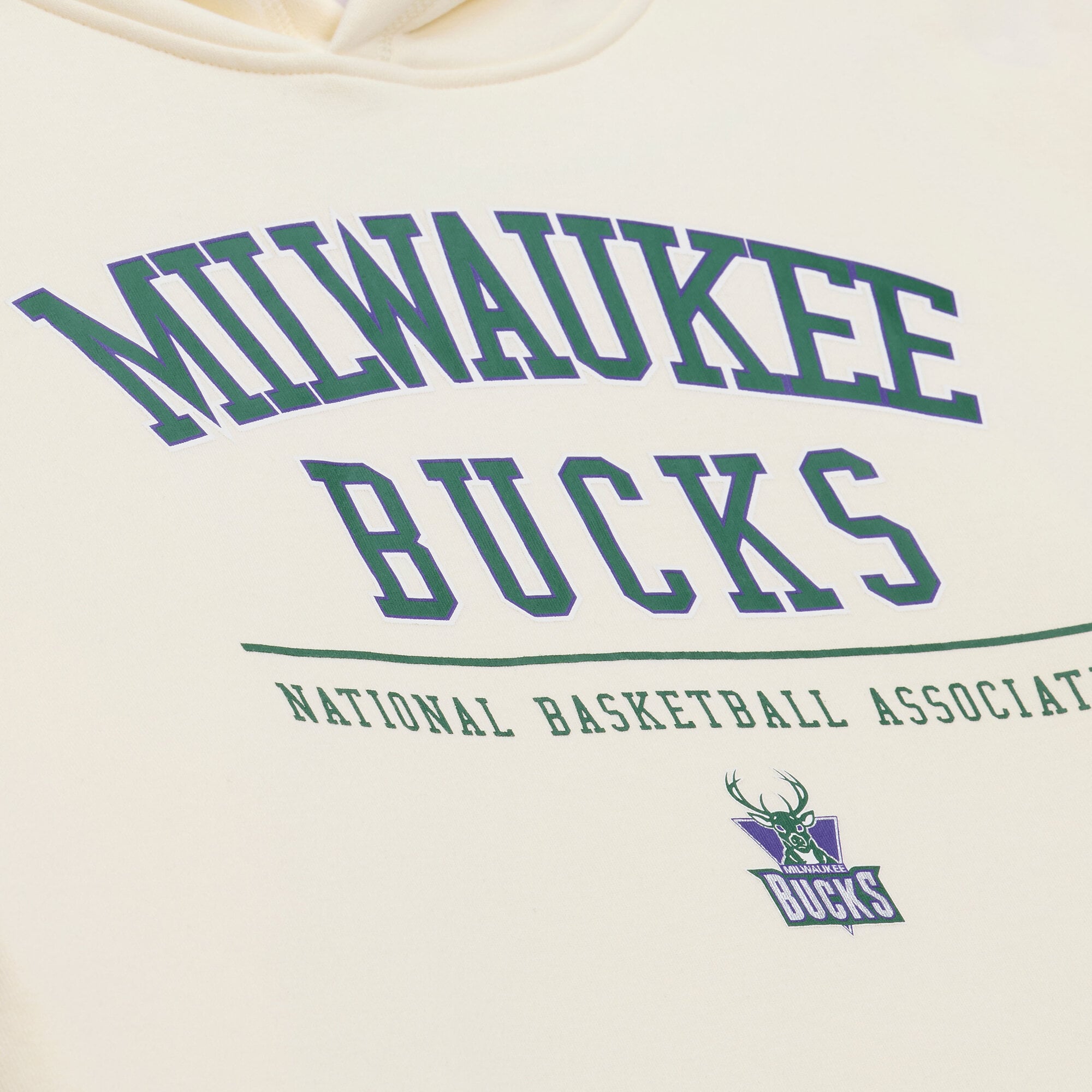 Men's Mitchell & Ness Cream Milwaukee Bucks Walk-Off Fleece Hoodie