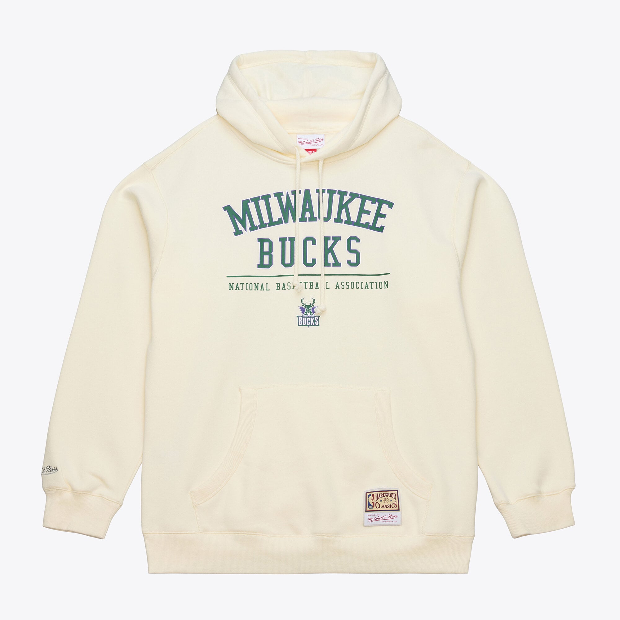 Men's Mitchell & Ness Cream Milwaukee Bucks Walk-Off Fleece Hoodie