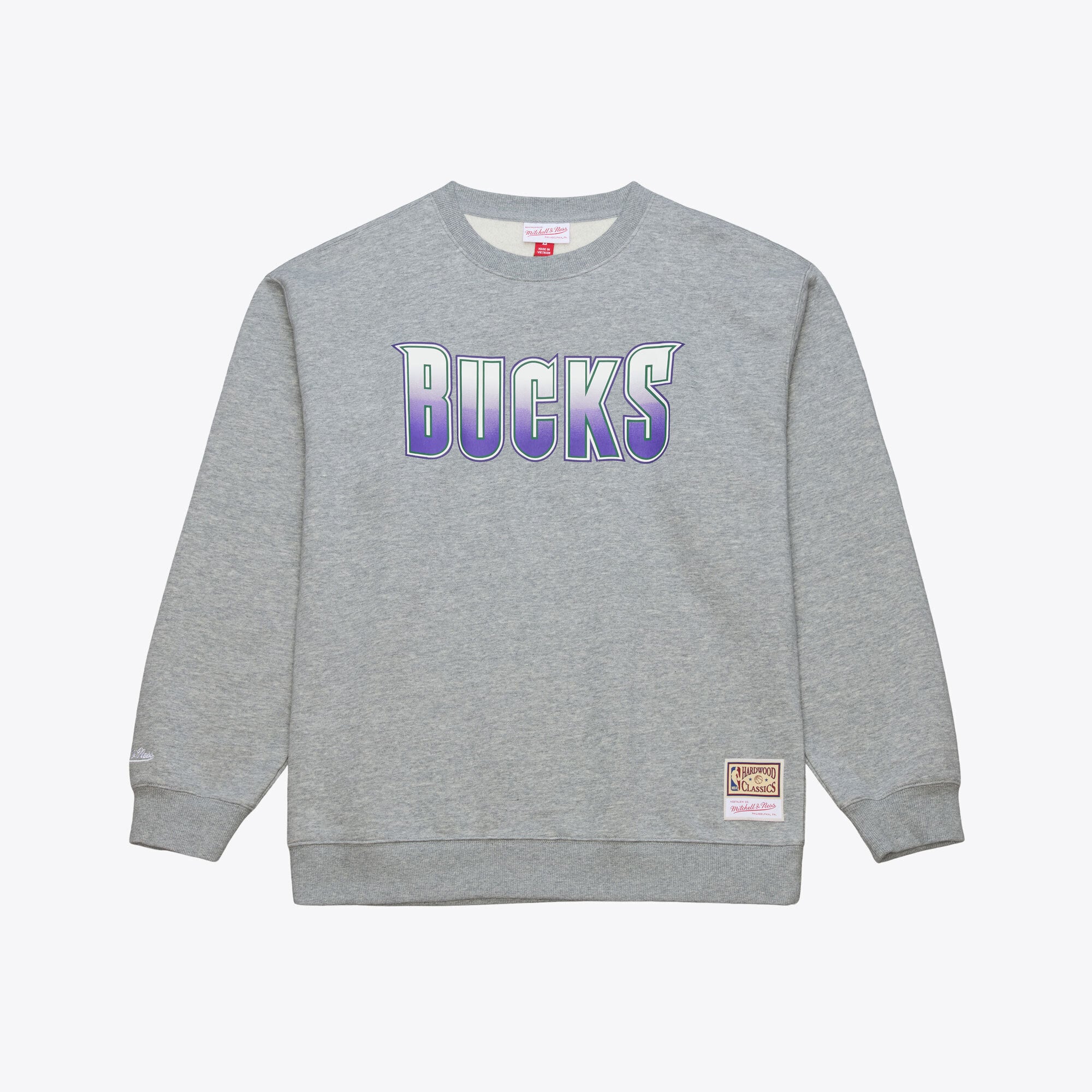Men's Mitchell & Ness Heather Gray Milwaukee Bucks Walk-Off Fleece Sweatshirt