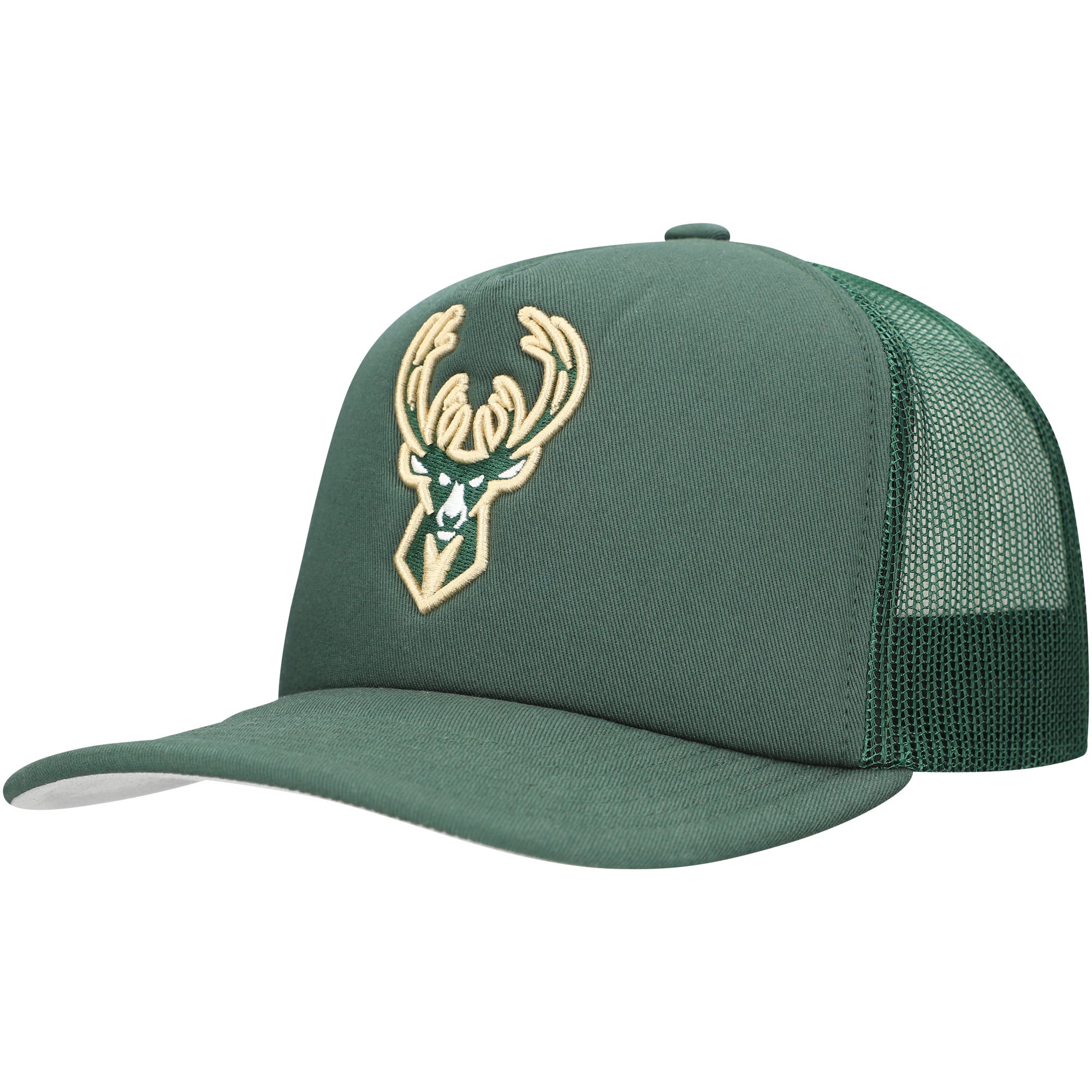 Men's Milwaukee Bucks Mitchell & Ness Hunter Green Core Evergreen OTC Trucker Adjustable Hat