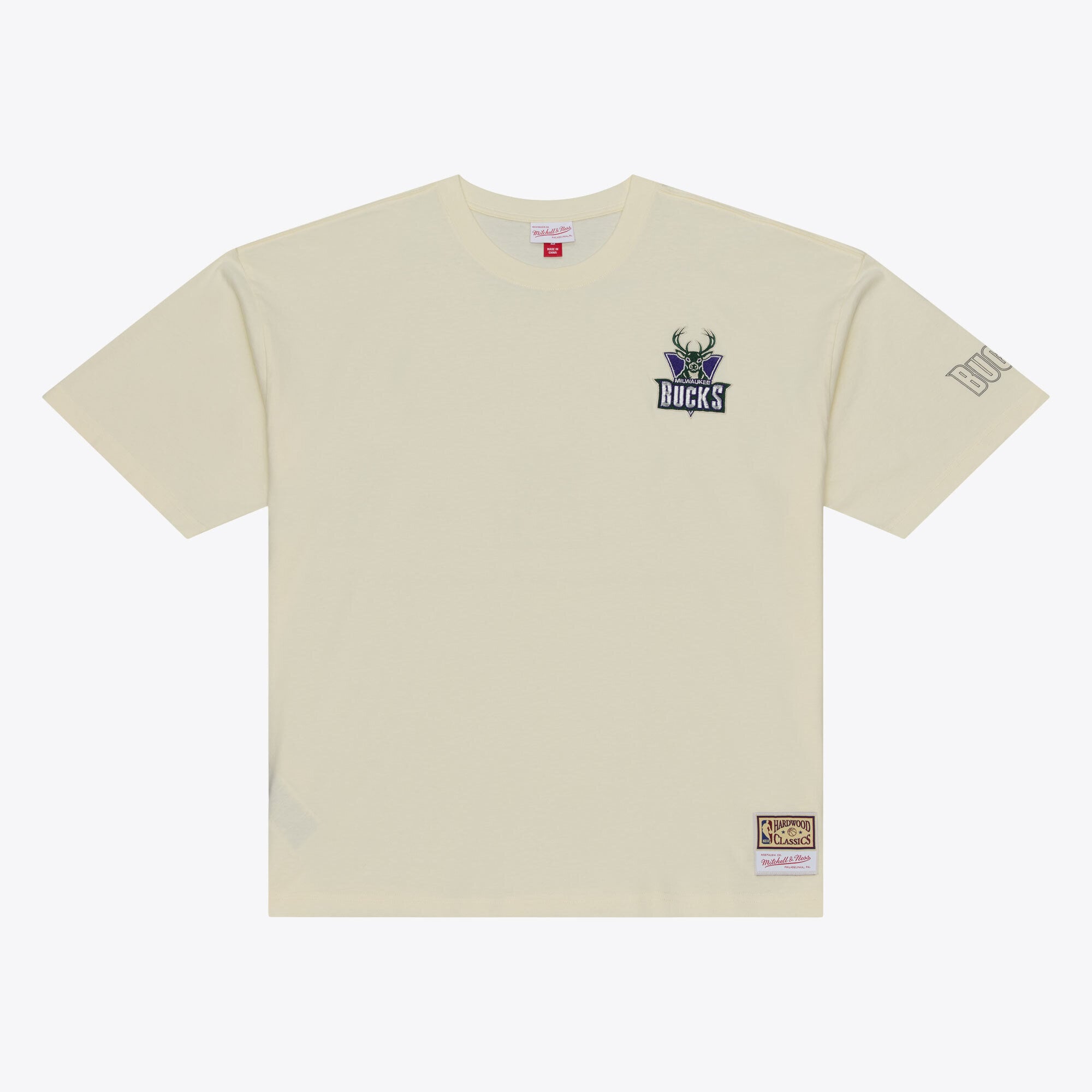 T-shirt oversize Mitchell & Ness Oatmeal Milwaukee Bucks Heritage Hues pour homme