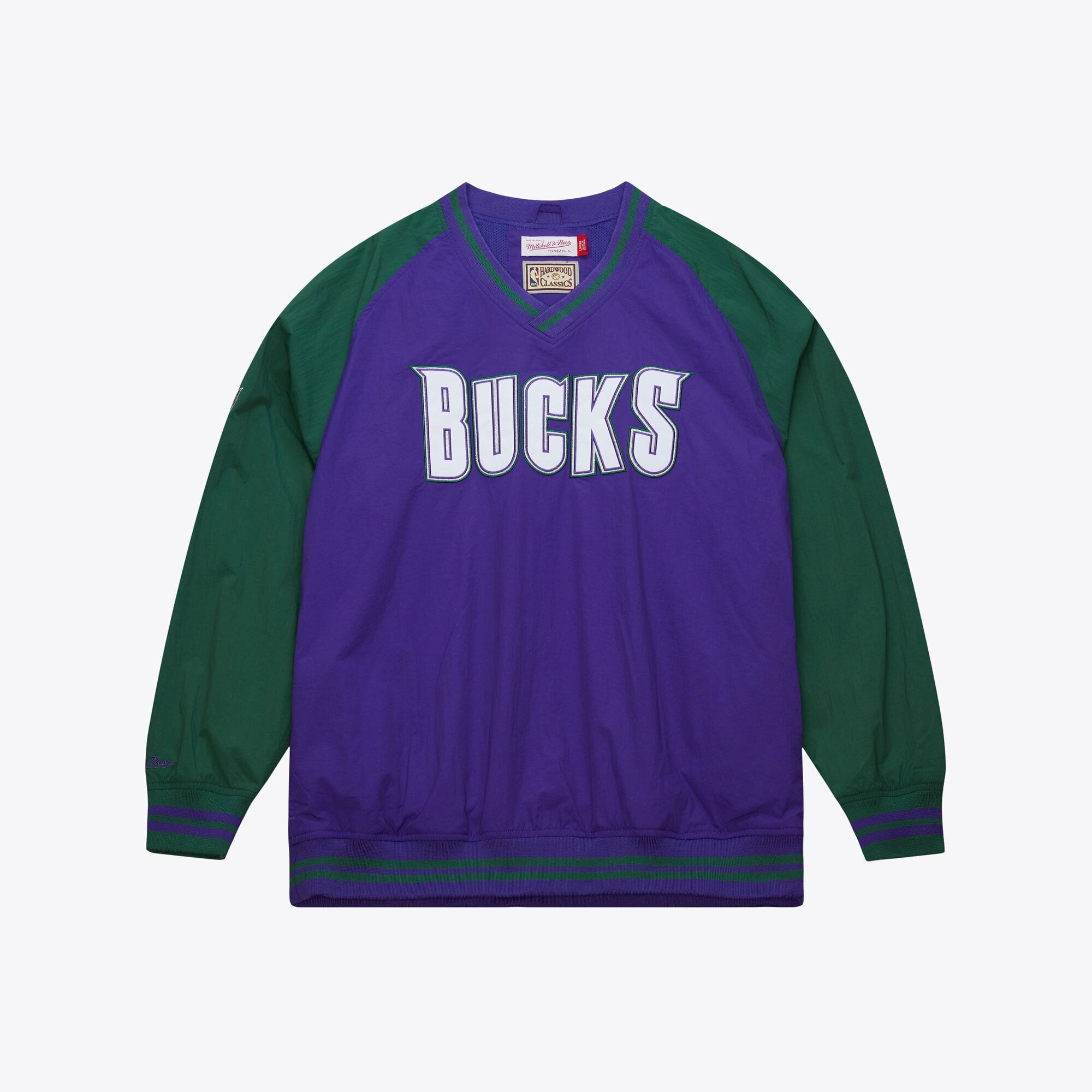 Men's Mitchell & Ness  Purple Milwaukee Bucks Classic V-Neck Pullover Jacket