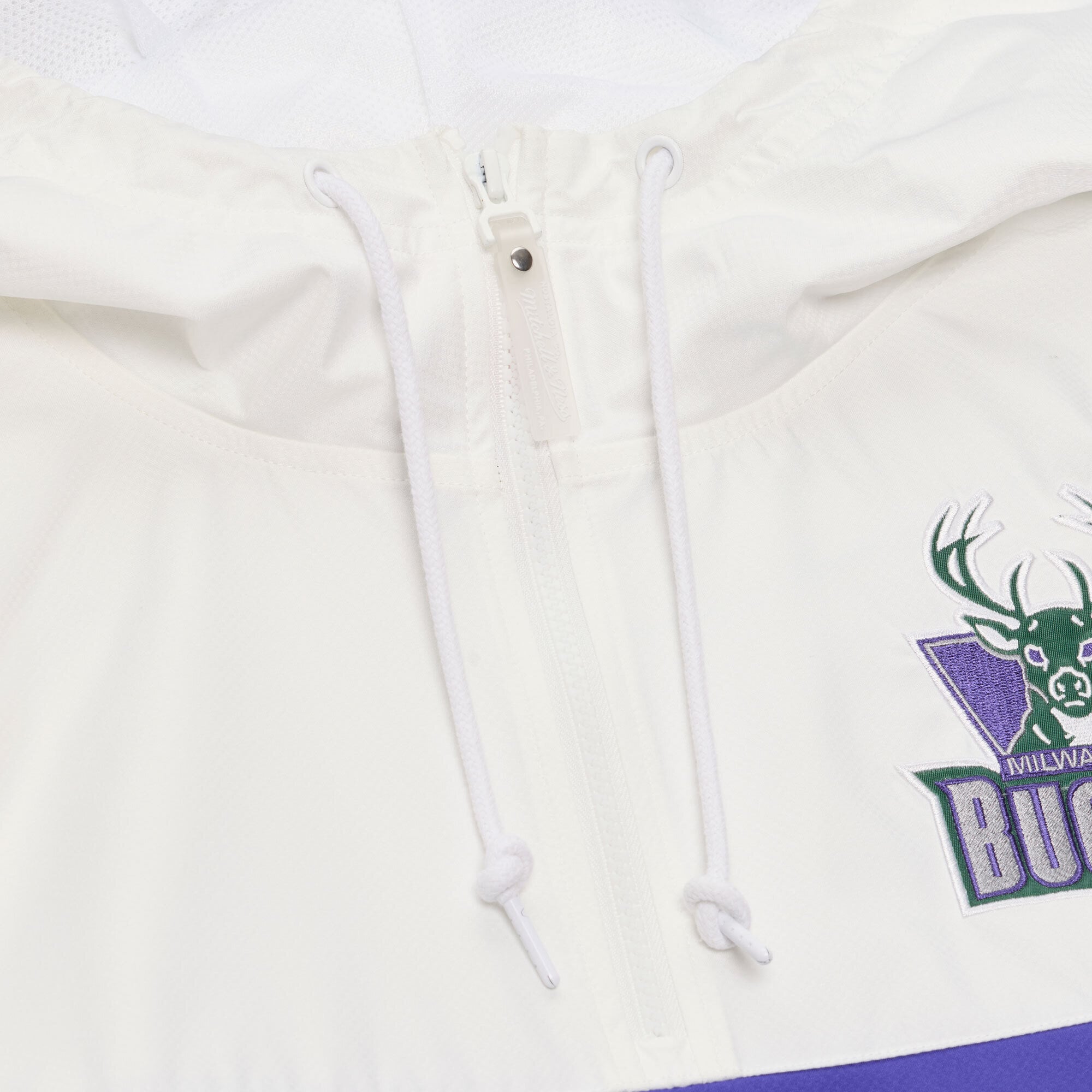 Coupe-vent anorak léger à fermeture éclair quart de tour Mitchell & Ness violet pour homme, modèle Milwaukee Bucks Head Coach