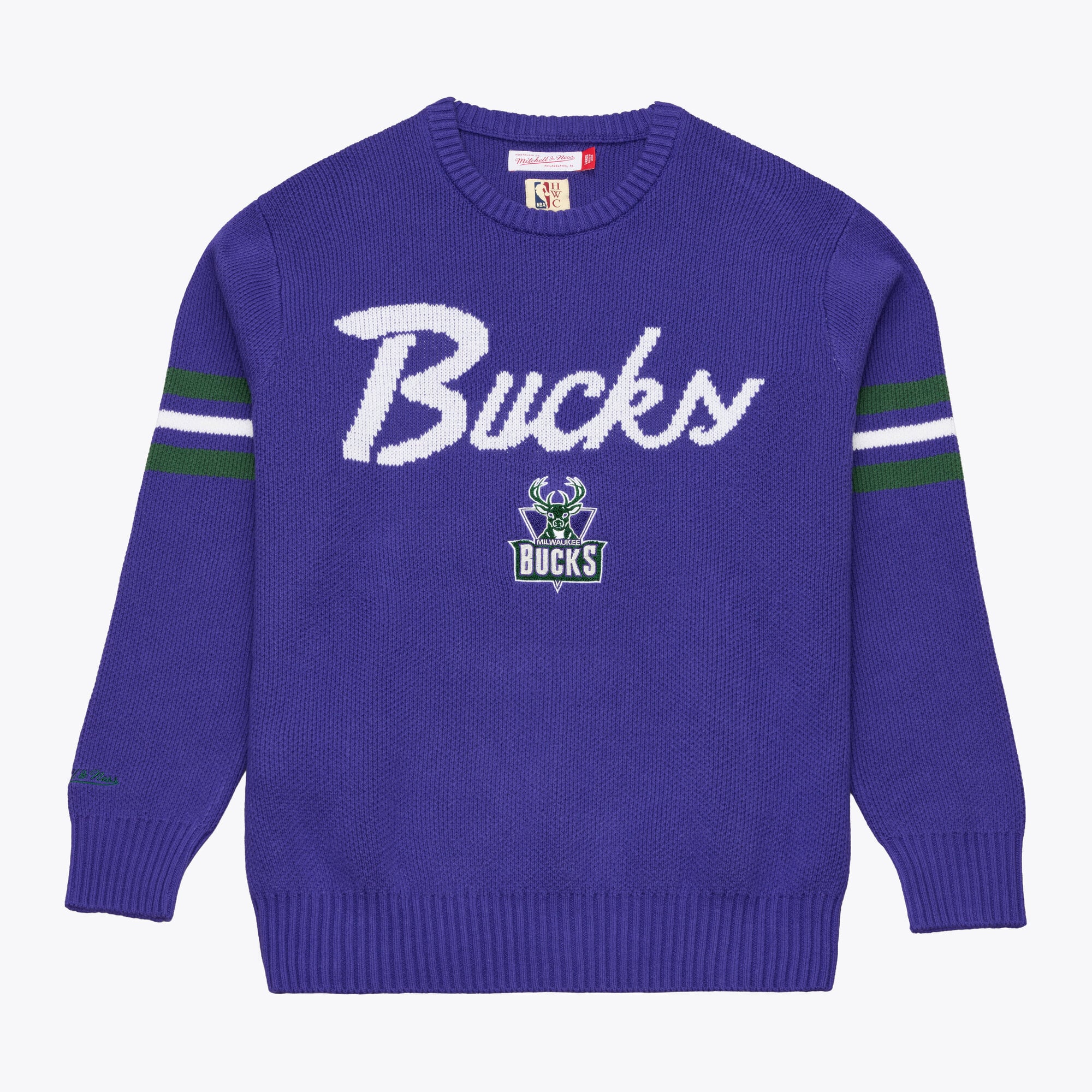 Pull-over pour homme Mitchell & Ness violet Milwaukee Bucks, modèle entraîneur-chef