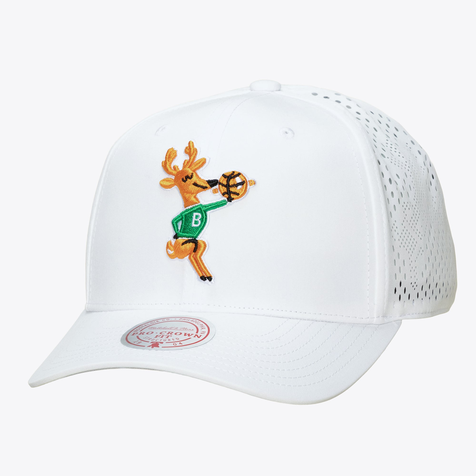 Men's Milwaukee Bucks Mitchell & Ness White Perfect Lightweight Pro Crown Adjustable Hat