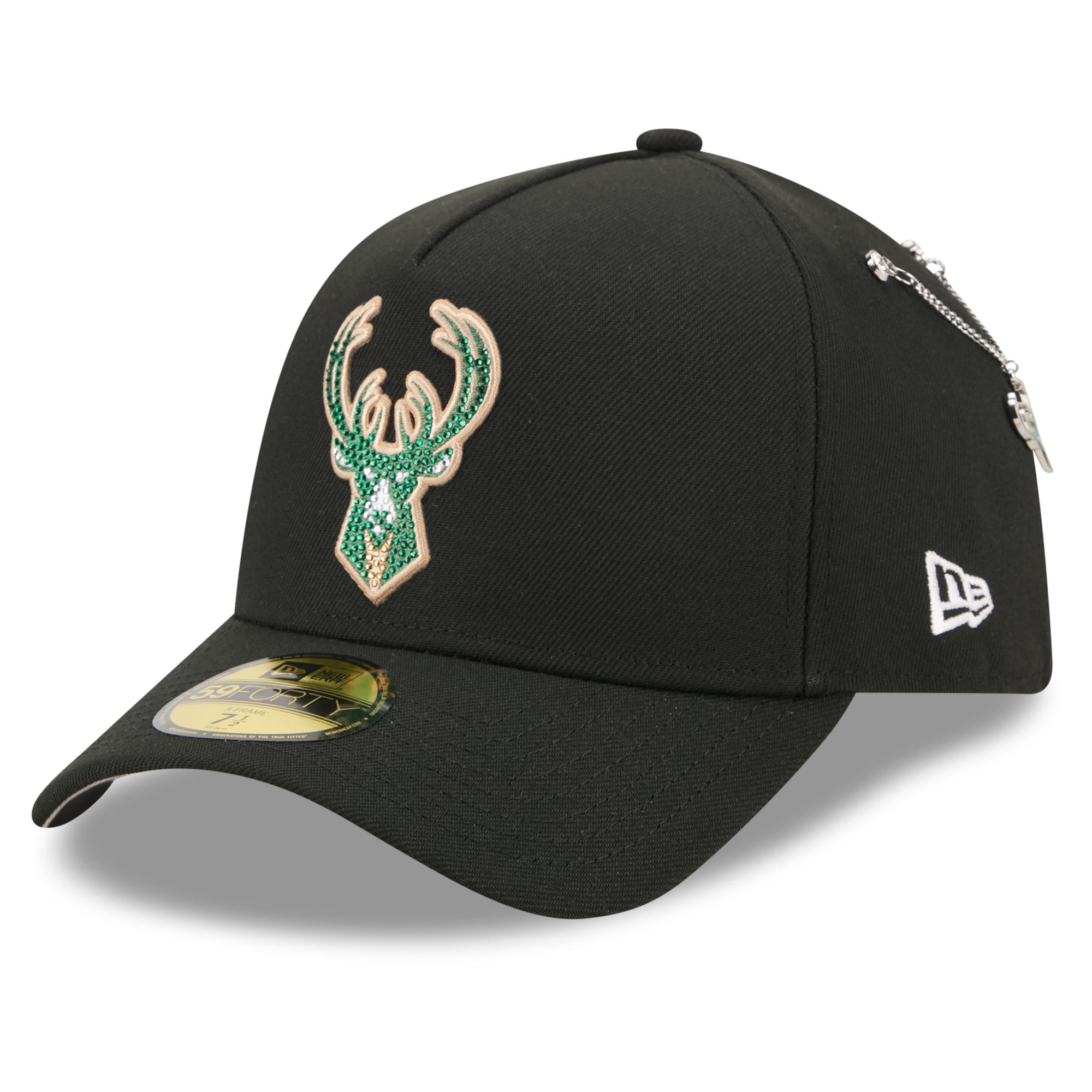 Men's New Era Black Milwaukee Bucks 2026 NBA Draft On-Stage Crystal A-Frame 59FORTY Fitted Hat
