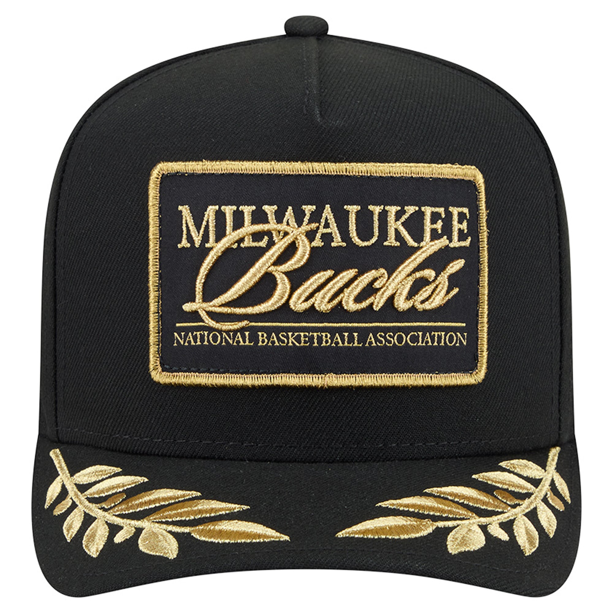 Men's New Era Black Milwaukee Bucks Golden 9FIFTY Snapback Hat