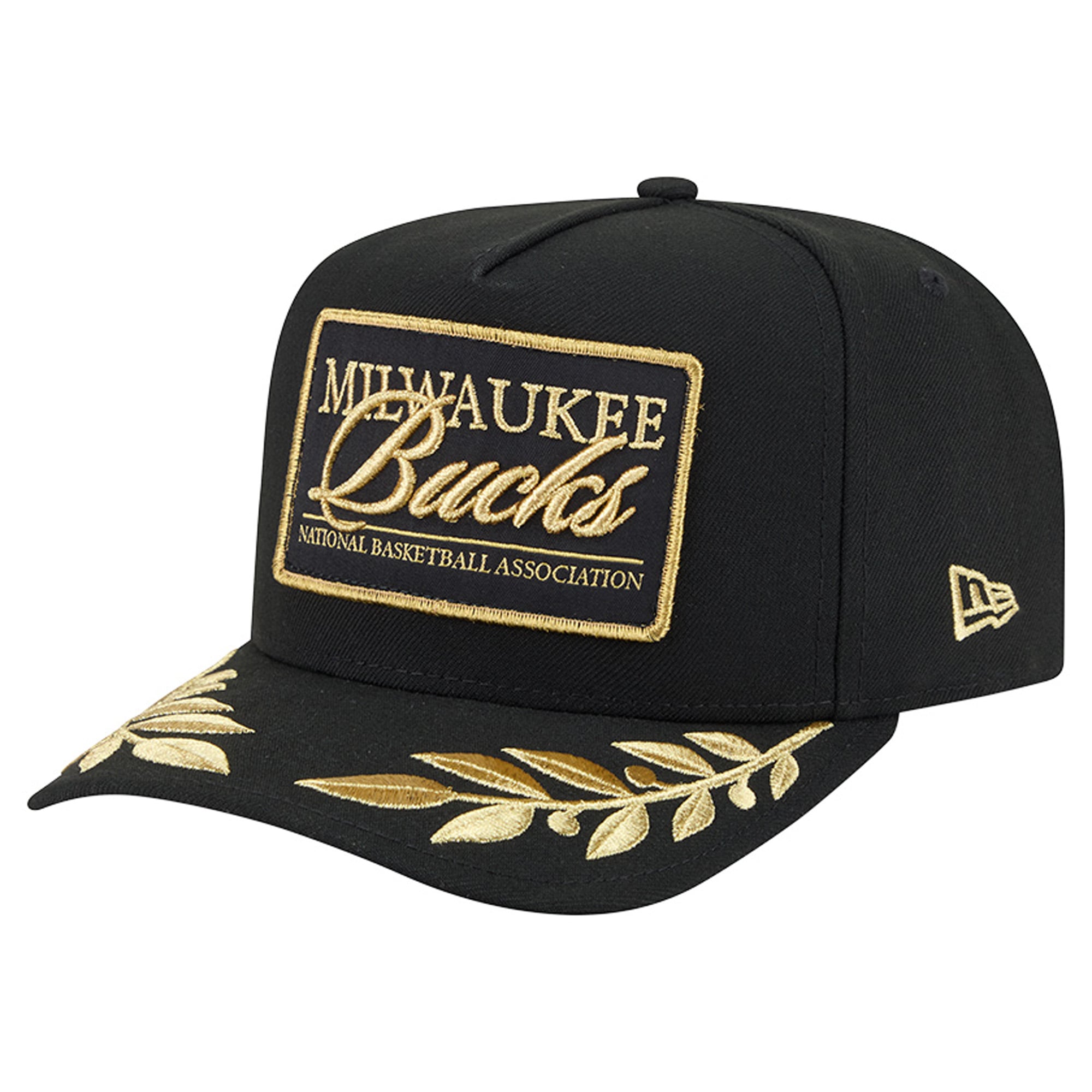 Men's New Era Black Milwaukee Bucks Golden 9FIFTY Snapback Hat