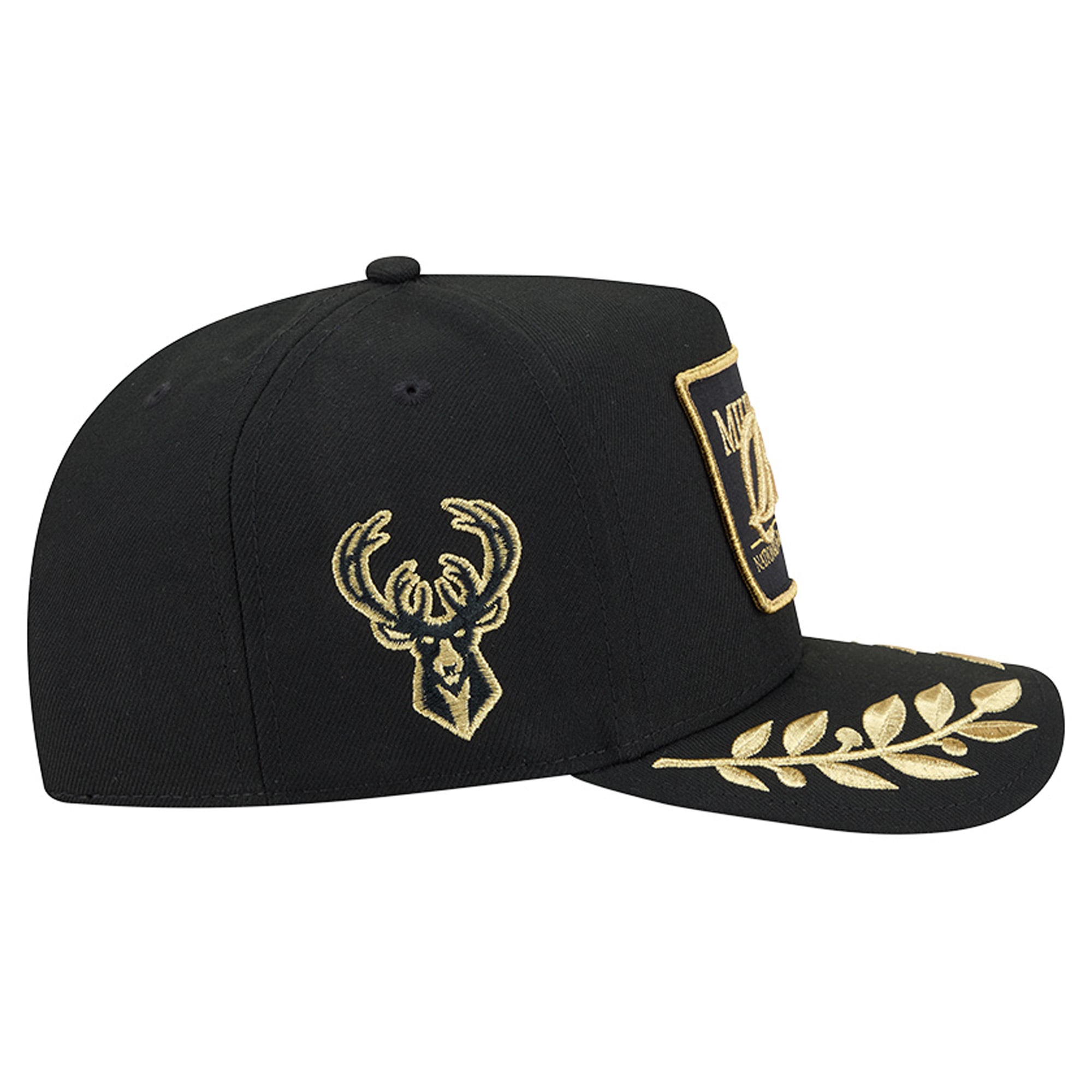 Men's New Era Black Milwaukee Bucks Golden 9FIFTY Snapback Hat