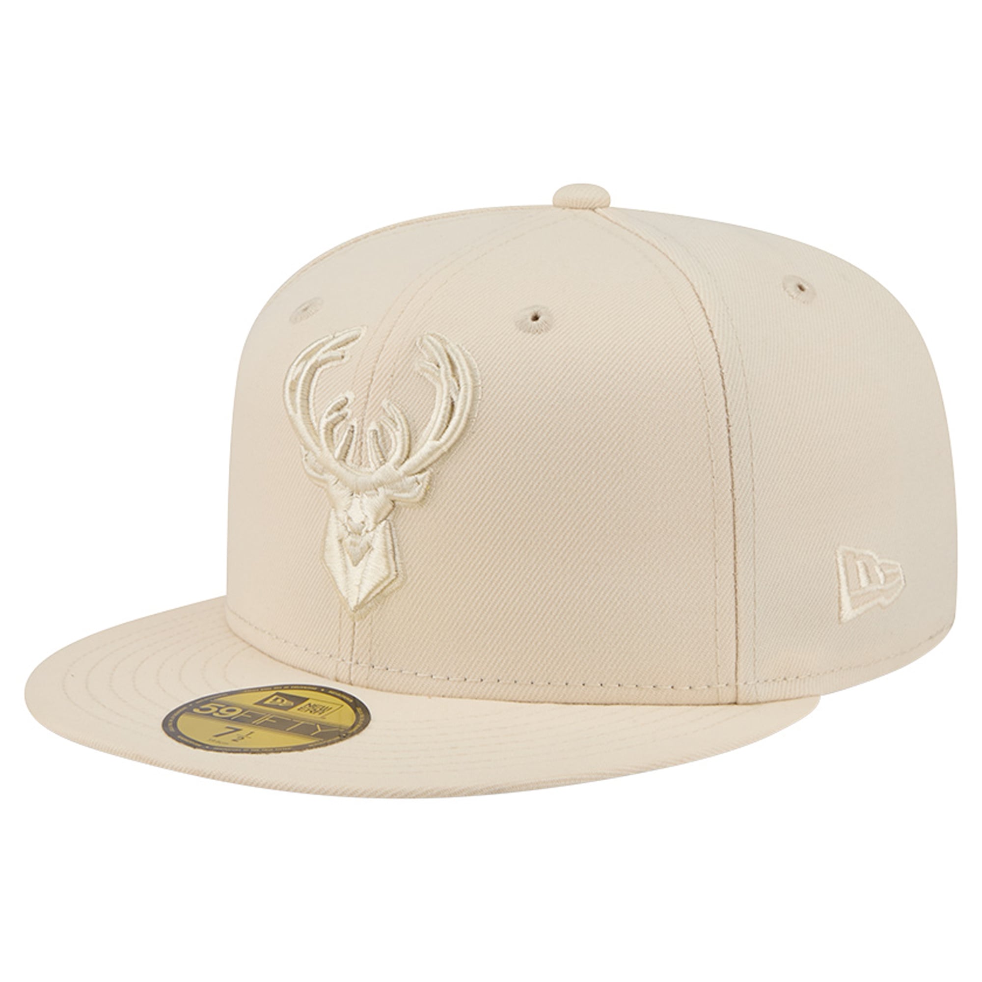 Casquette ajustée New Era 59FIFTY crème pour homme, Milwaukee Bucks.