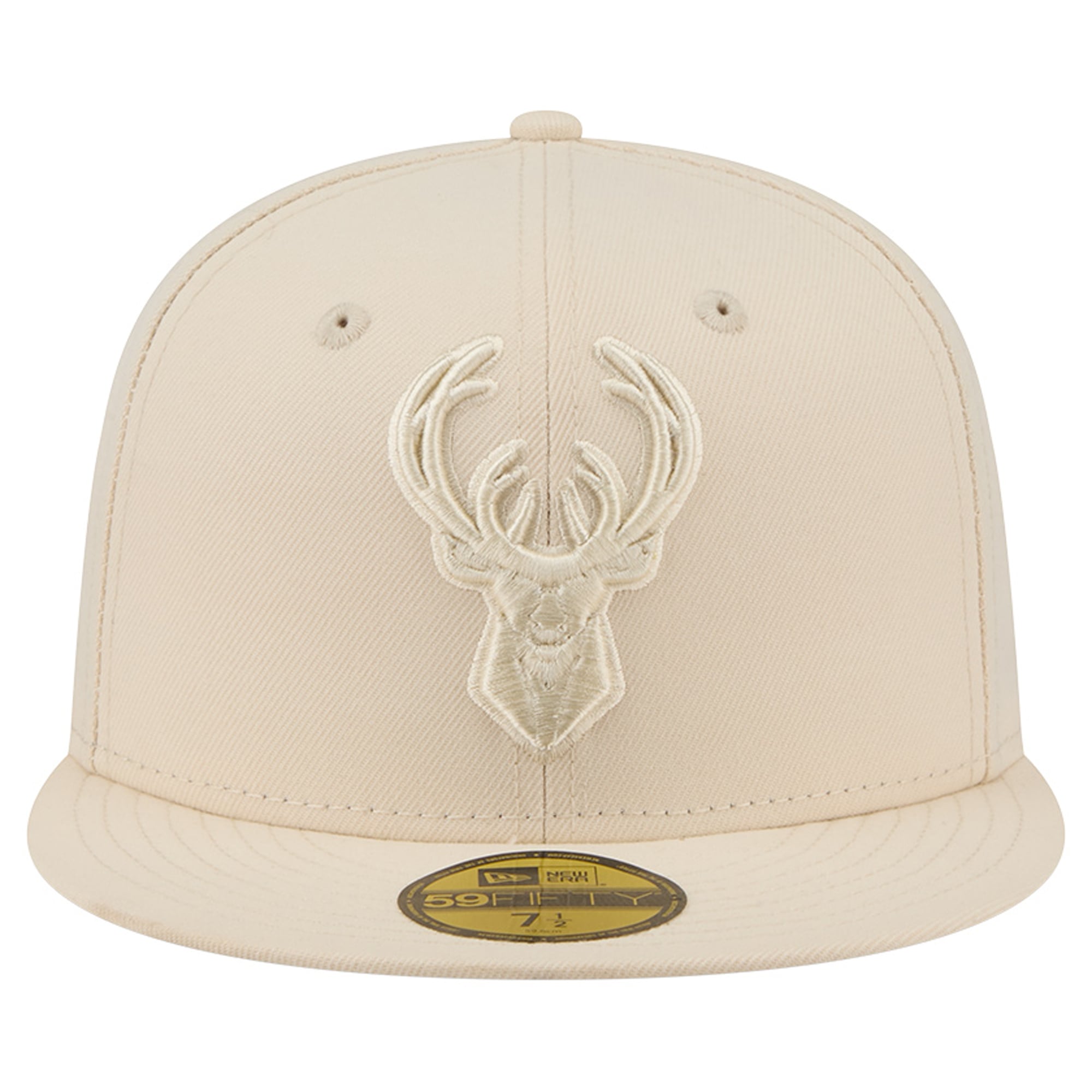 Casquette ajustée New Era 59FIFTY crème pour homme, Milwaukee Bucks.