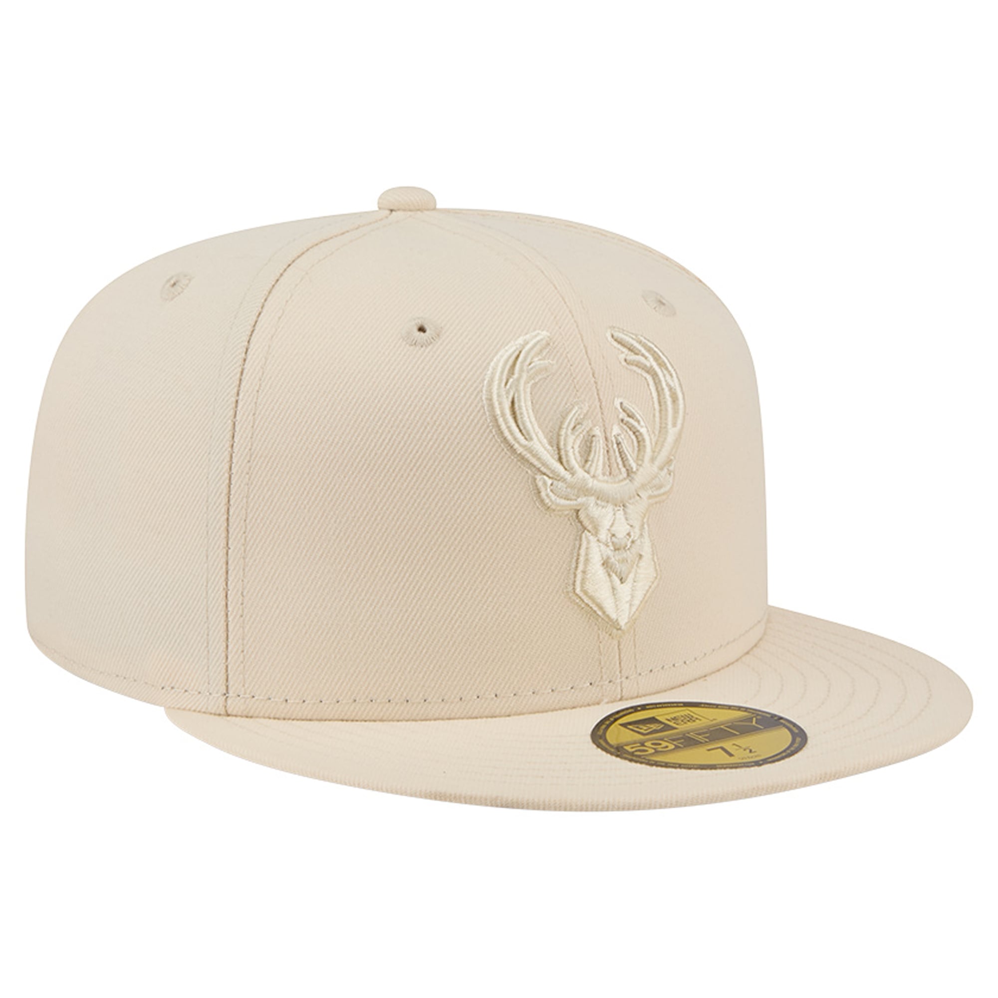 Casquette ajustée New Era 59FIFTY crème pour homme, Milwaukee Bucks.