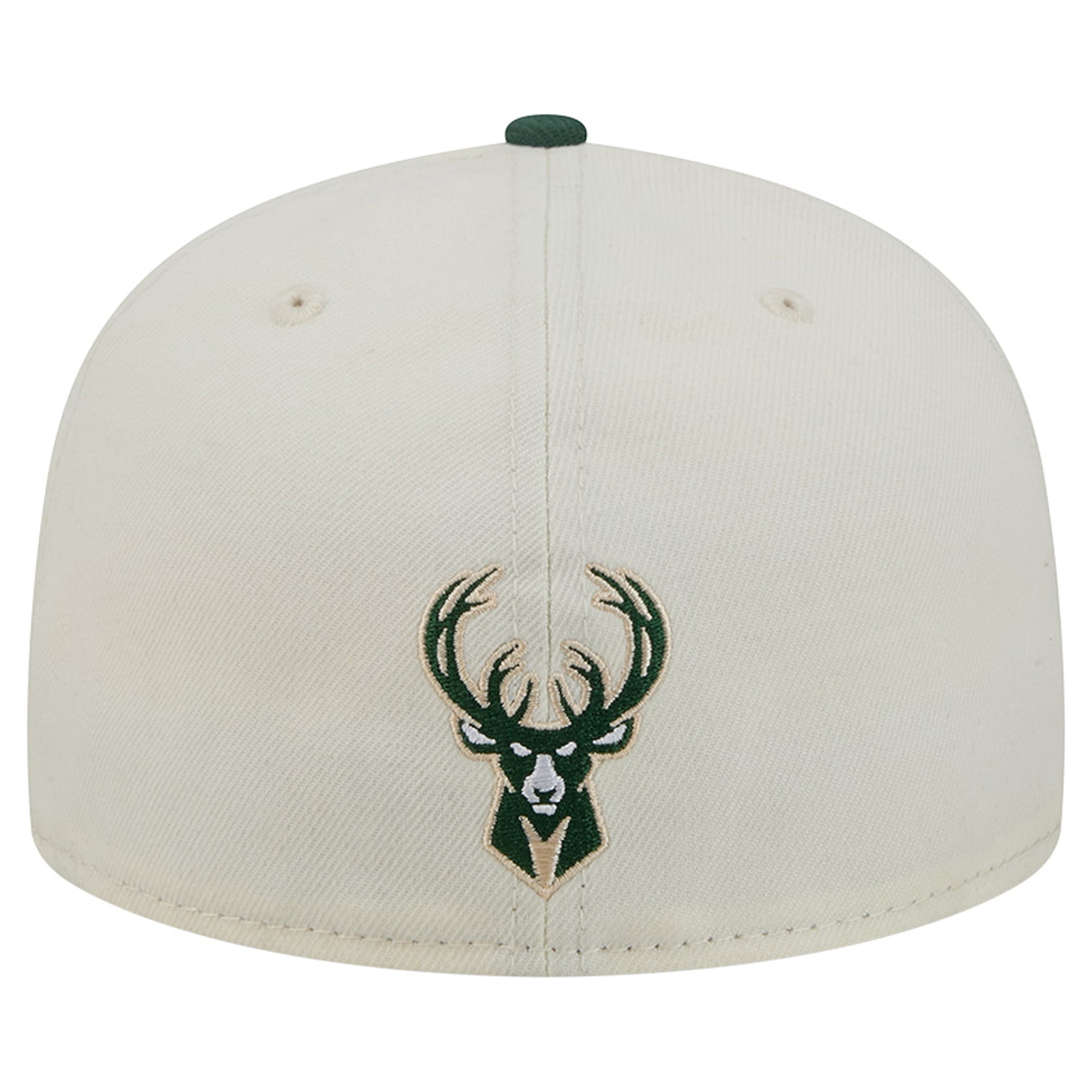 Men's New Era Cream/Hunter Green Milwaukee Bucks Deceptor 59FIFTY Fitted Hat