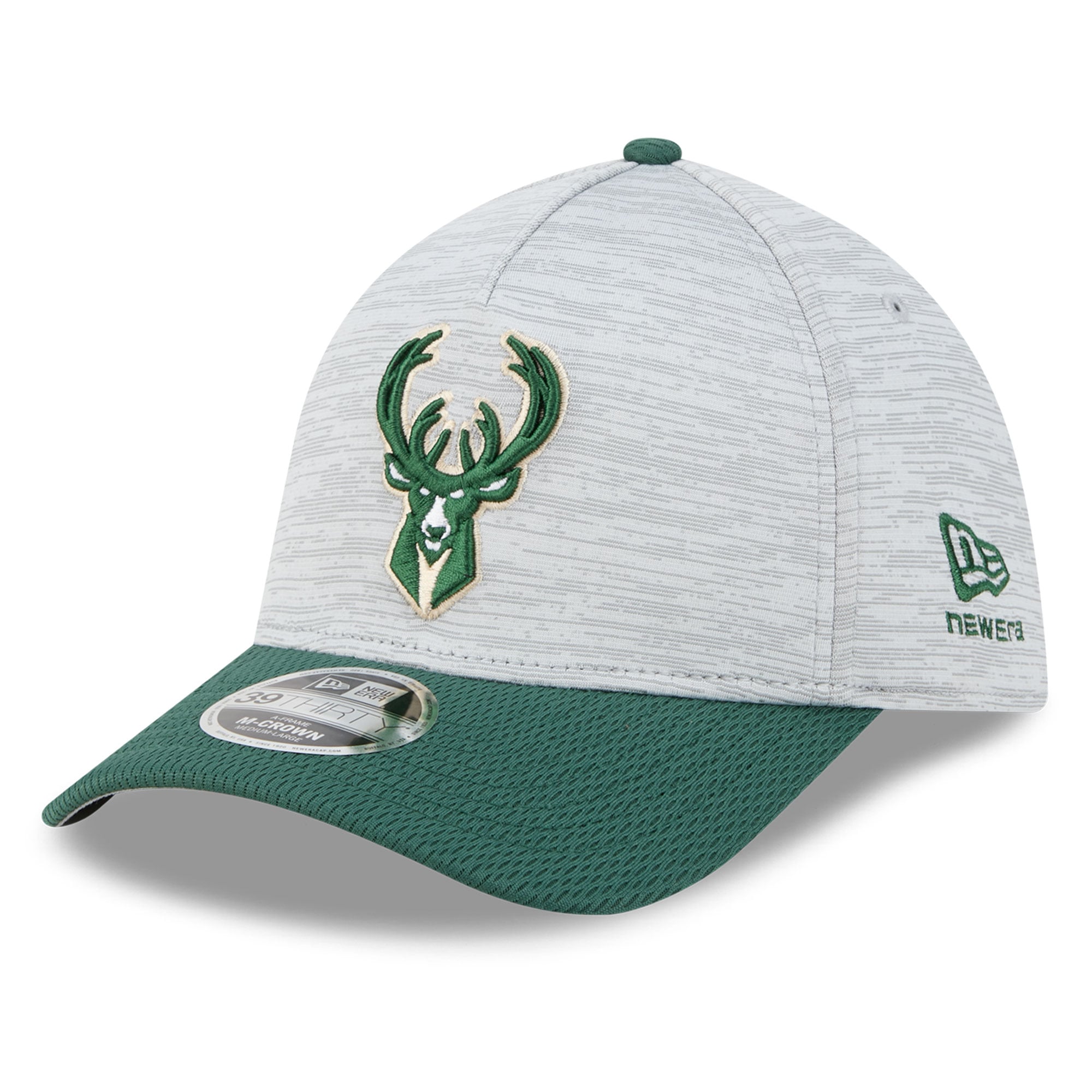 Casquette New Era grise Milwaukee Bucks 39THIRTY M-Crown Tech Stretch pour homme
