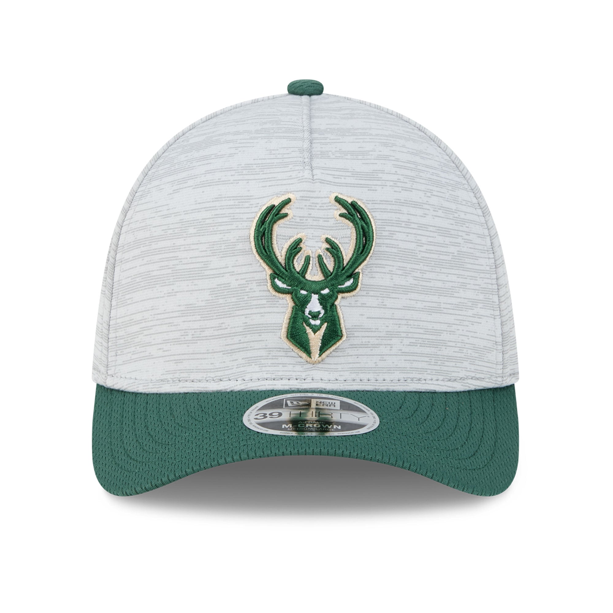 Casquette New Era grise Milwaukee Bucks 39THIRTY M-Crown Tech Stretch pour homme