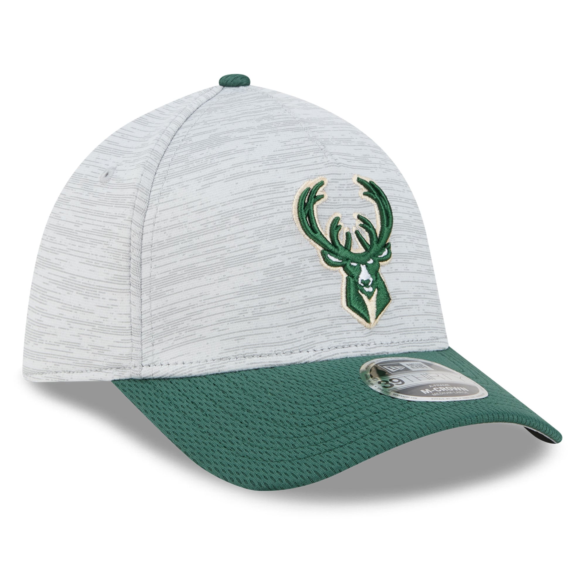 Casquette New Era grise Milwaukee Bucks 39THIRTY M-Crown Tech Stretch pour homme