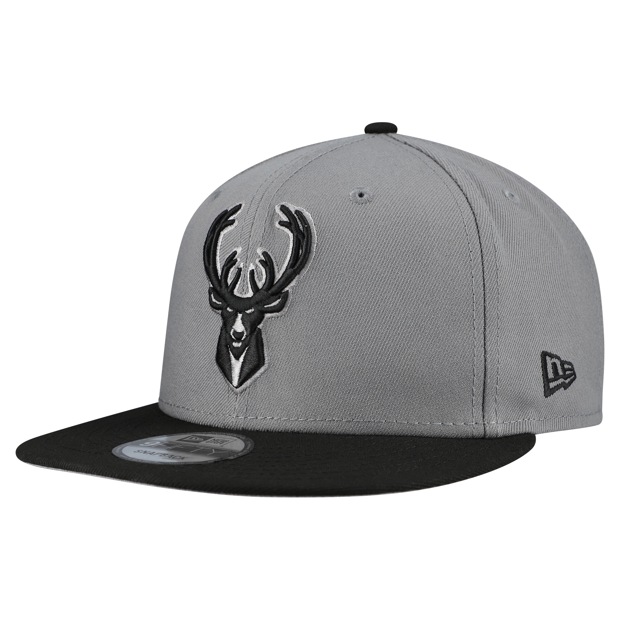 Men's Milwaukee Bucks New Era Gray Core Logo Storm Gray Two-Tone 9FIFTY Snapback Hat